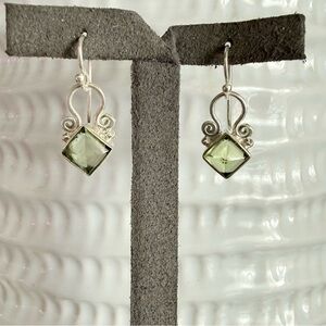 925 Sterling Silver Peridot Dangle Earrings